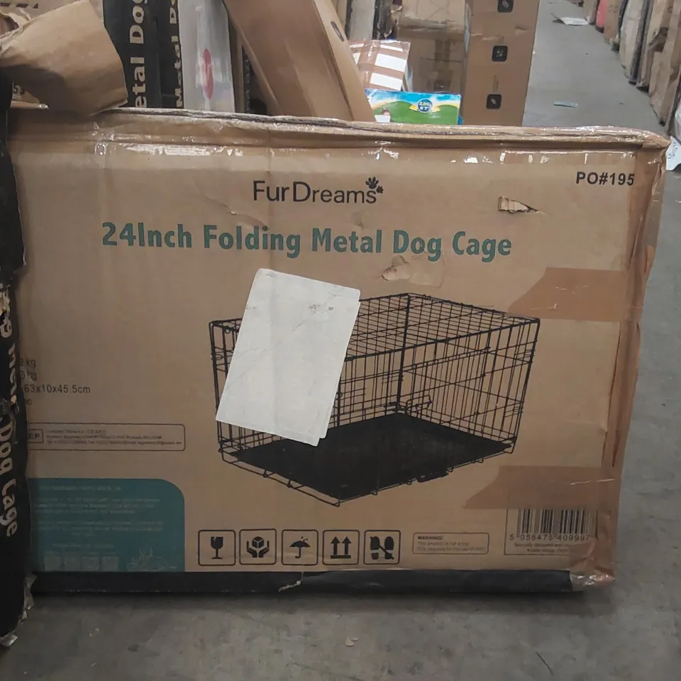 BOXED 24INCH FOLDING METAL DOG CAGE