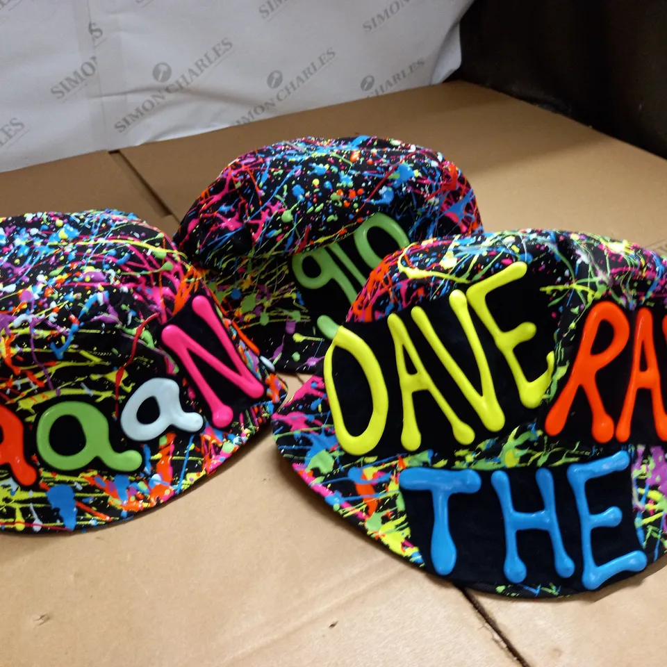 LOT OF 3 RAVE THEMED SUN HATS IN MULTI