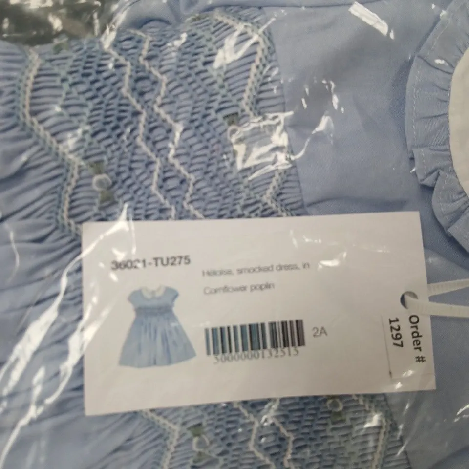 GIRLS' BLUE SMOCKED DRESS – KID'S CLOTHING (SIZE 2A) – TAG ATTACHED