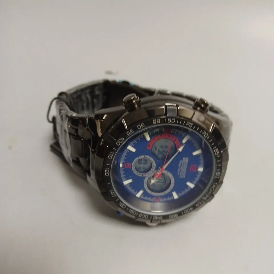 BOXED BARKERS OF KENSINGTON MEGA SPORT BLUE DIAL WATCH 