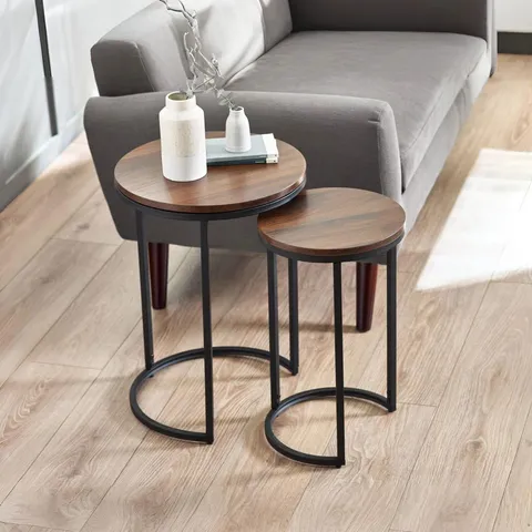 BOXED AERIS ROUND NESTING TABLES - BLACK/CONCRETE (1 BOX)