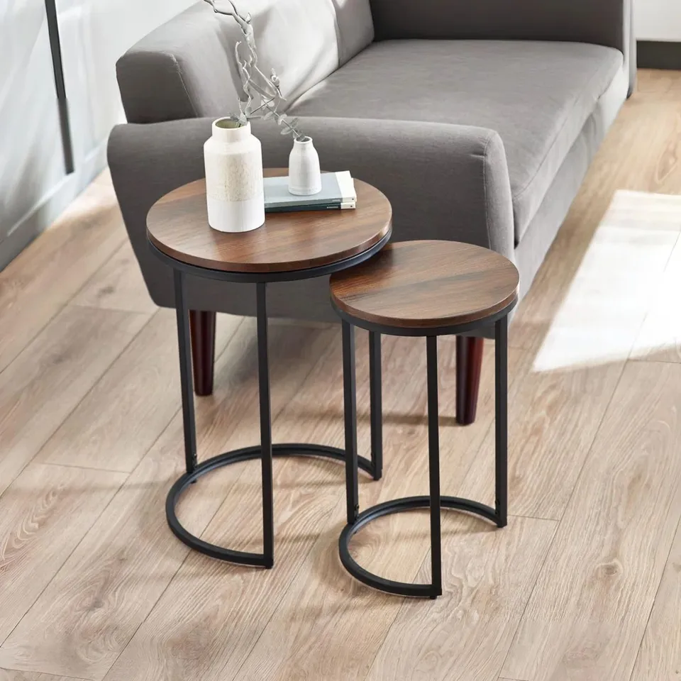 BOXED AERIS ROUND NESTING TABLES - BLACK/CONCRETE (1 BOX)