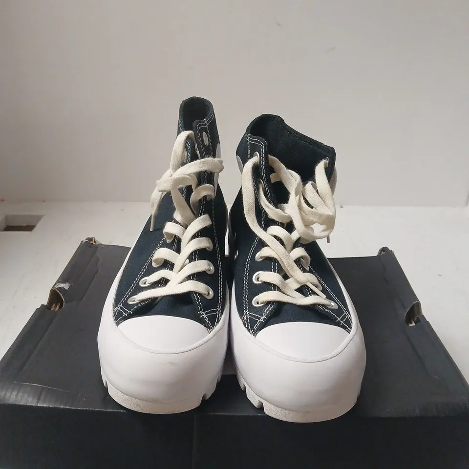 BOXED PAIR OF CONVERSE CHUCK TAYLOR ALL STAR HIGH-TOP PLATFORM SNEAKERS – BLACK, WOMEN'S UK 5