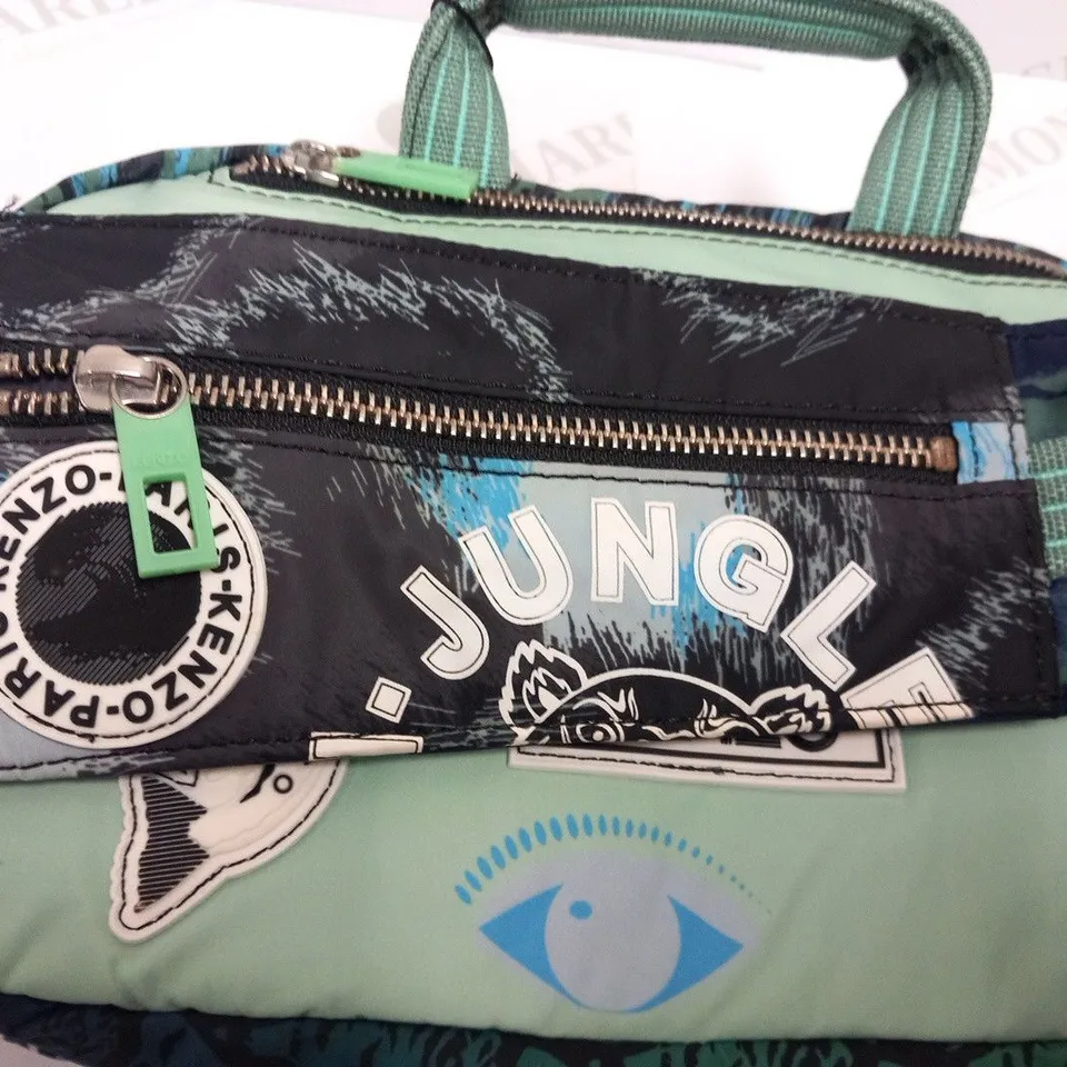 KENZO PARIS GREEN BLUE TIGER NYLON LEATHER CROSSBODY BUMBAG