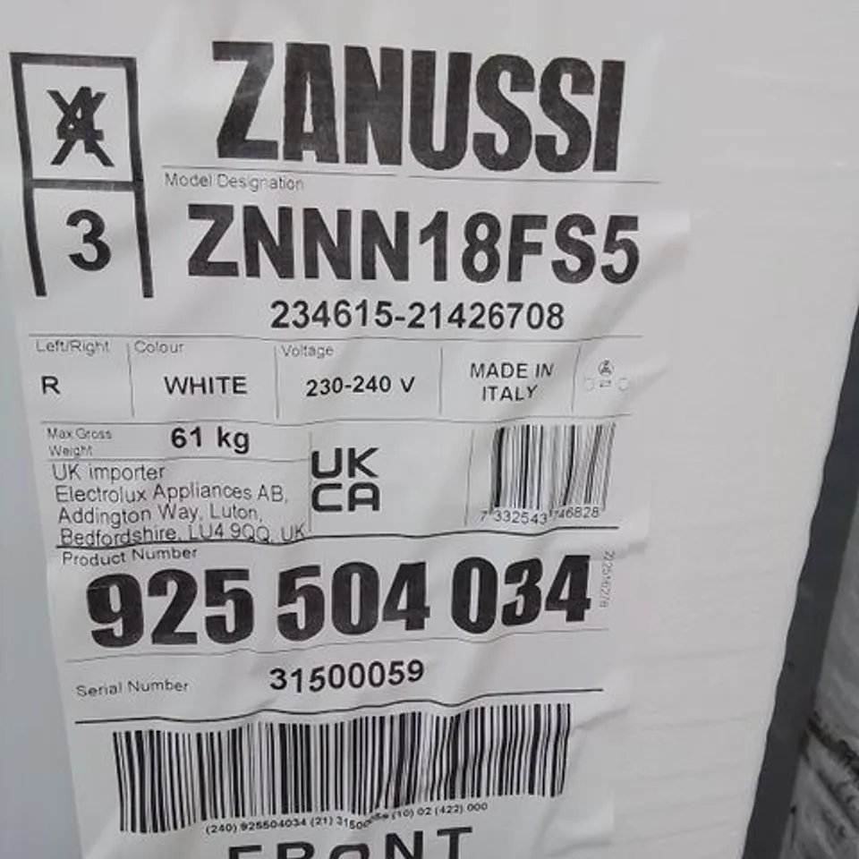 ZANUSSI INTEGRATED 50/50 FRIDGE FREEZER 240L Model ZNNN18FS5 RRP £692