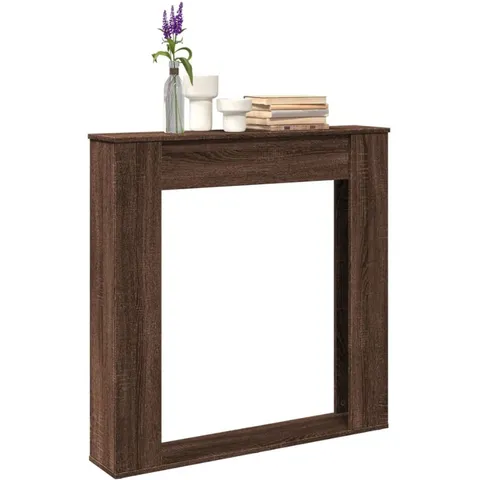 BOXED FIREPLACE SURROUND BROWN OAK 100 x 20 x 100cm ENGINEERED WOOD (1 BOX)