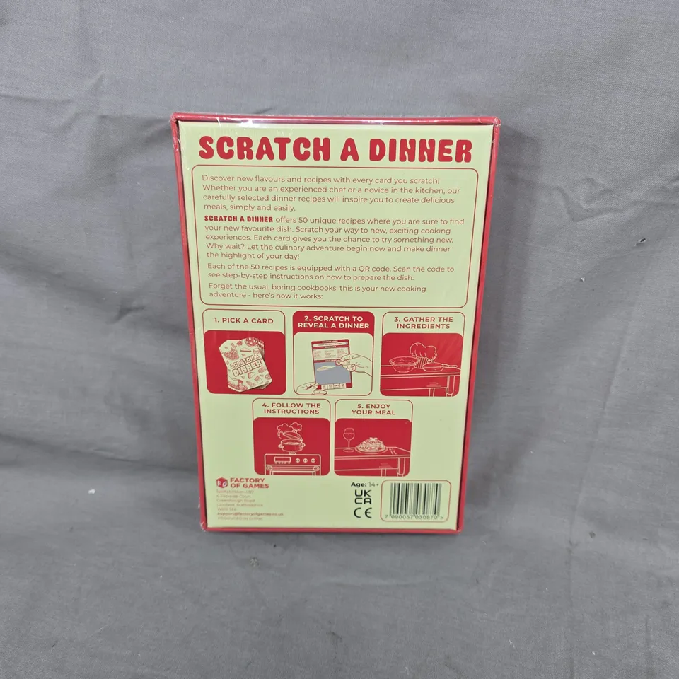 BOXED AND SEALED FACTORY OF GAMES - SCRATCH A DINNER