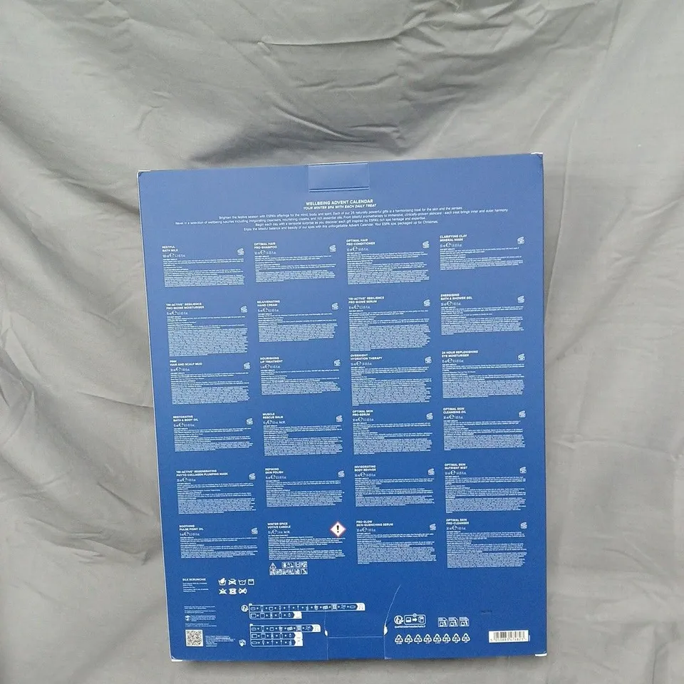 ESPA WELLNESS ADVENT CALENDAR – BLUE BOX INCLUDING OPTIMAL HAIR SHAMPOO AND CONDITIONER, BATH MILK, HAIR AND SCALP MUD ETC