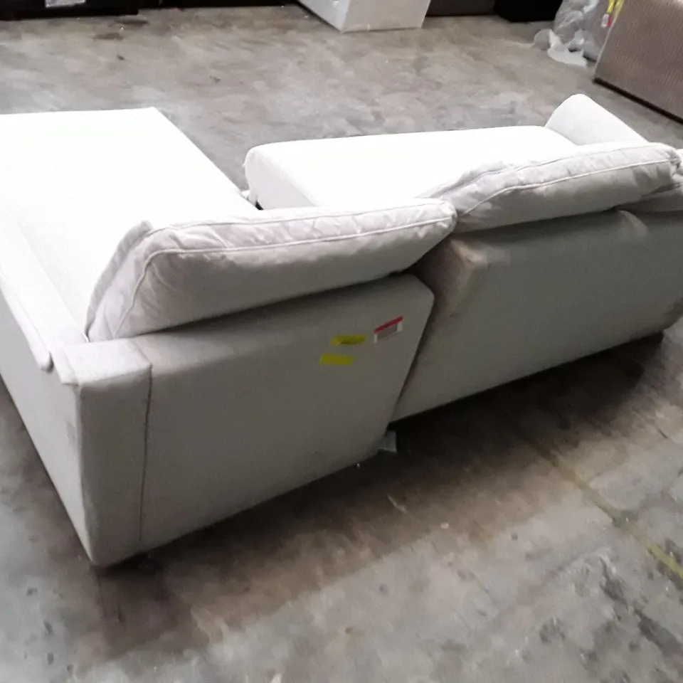 QUALITY DESIGNER YURI 2-PIECE UPHOLSTERED CORNER SOFA WITH STORAGE - LIGHT GREY FABRIC