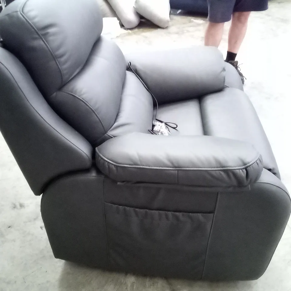 DESIGNER G PLAN GREENWICH LARGE DUAL ELEVATE CHAIR - CAMBRIDGE PETROL BLUE LEATHER 