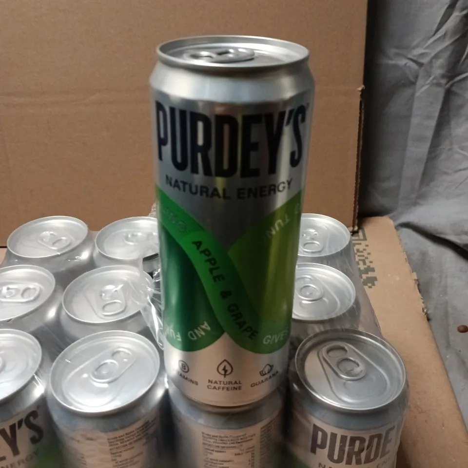PURDEY’S NATURAL ENERGY APPLE & GRAPE – 12 × 330ML CANS