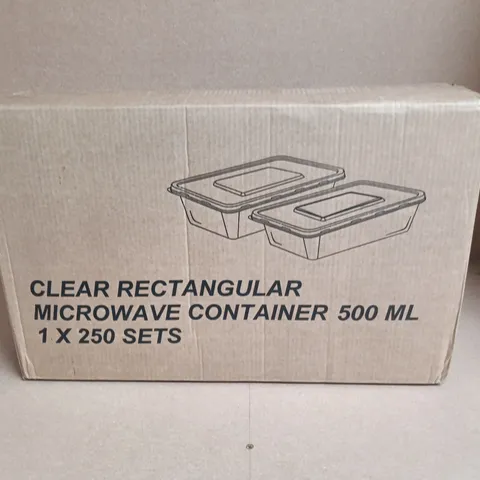 CLEAR RECTANGULAR MICROWAVE CONTAINER 500 ML – SET OF 250