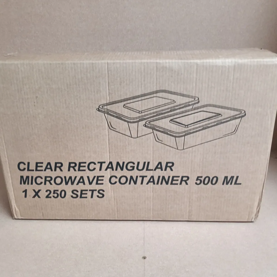 CLEAR RECTANGULAR MICROWAVE CONTAINER 500 ML – SET OF 250