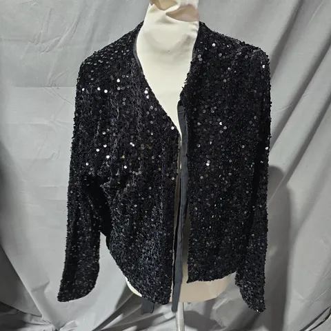 FRENCH CONNECTION MONET SEQUIN THE CARDIGAN IN BLACK - MEDIUM