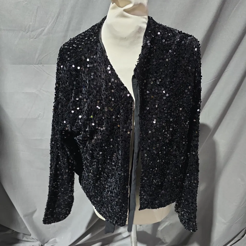 FRENCH CONNECTION MONET SEQUIN THE CARDIGAN IN BLACK - MEDIUM
