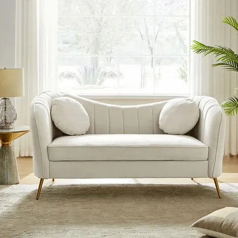 BOXED BELICE 2 SEATER CHENILLE TUFTED SOFA (2 BOXES)