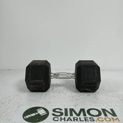 HEX DUMBBELL WITH KNURLED HANDLE – BLACK WEIGHT PLATES 17.5KG