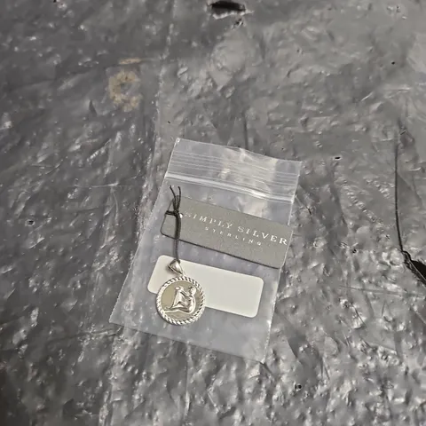 SIMPLY SILVER STERLING SILVER 925 CIRCULAR AQUARIUS ZODIAC PENDANT CHARM