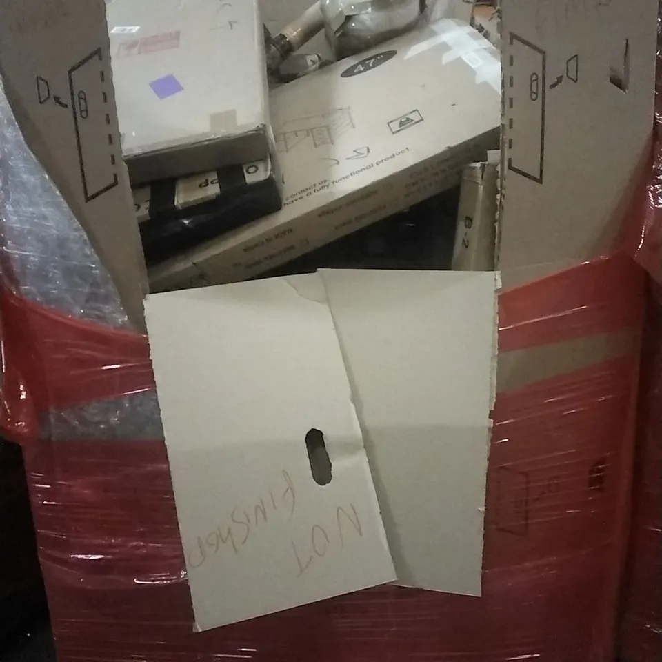 PALLET OF HOUSEHOLD ITEMS TO INCLUDE OWL SWIVEL CHAIR,MIRROR, LED LIGHTS, FLOOD LIGHTS AND OTHER ASSORTED ITEMS...