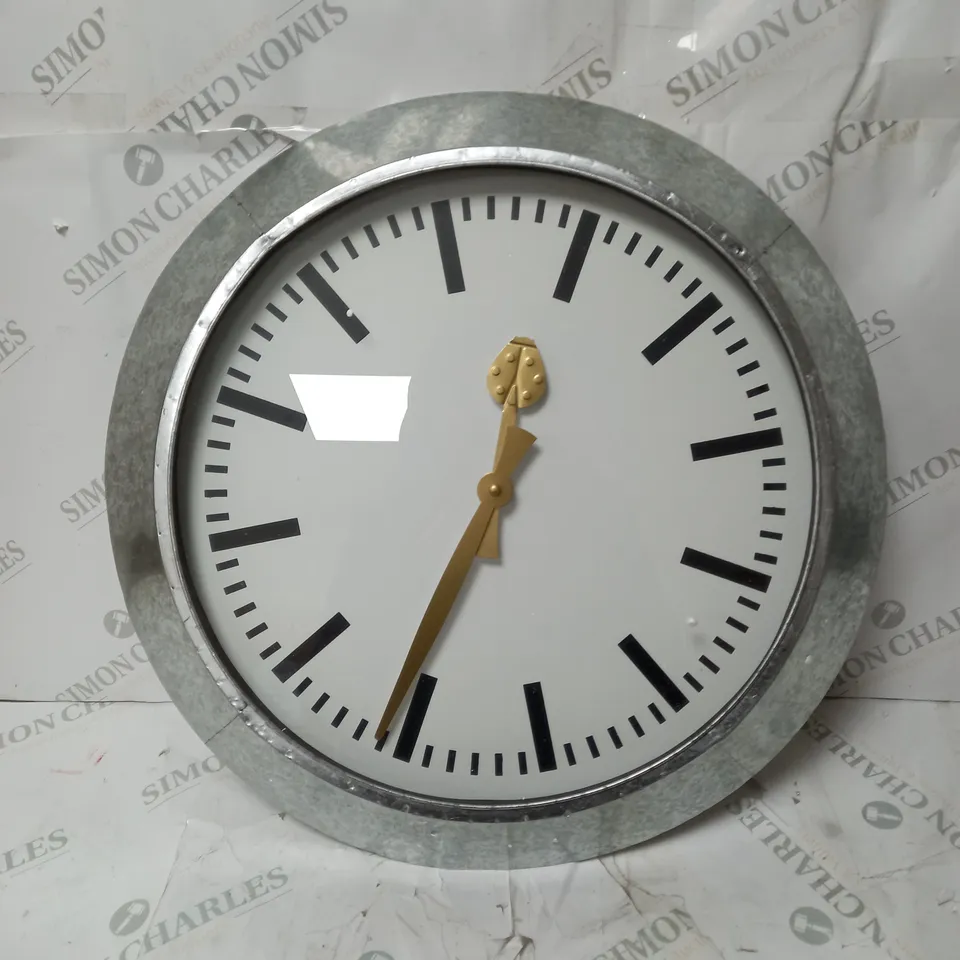 LARGE OUTDOOR GALVANISED STEEL CLOCK - WHITE FACE