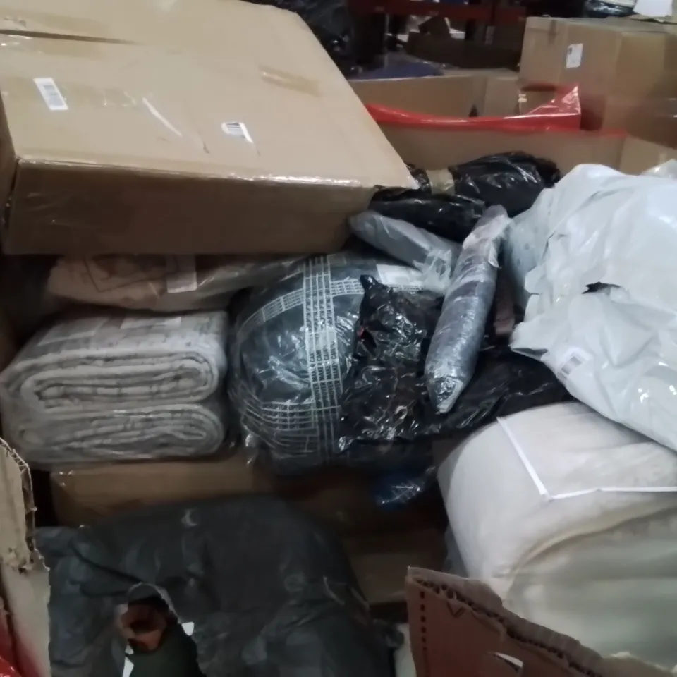 PALLET OF ASSORTED HOUSEHOLD GOODS AND PRODUCTS TO INCLUDE;STORAGE BOX,CHAIR MAT,LARGE AREA RUG