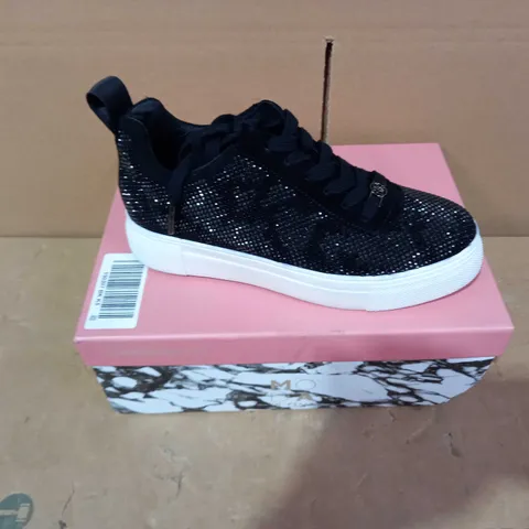 BOXED PAIR OF MODA IN PELLE BLACK SPARKLE TRAINERS - SIZE 38