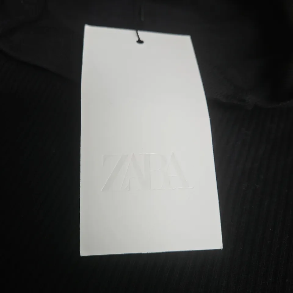 ZARA BLACK RIBBED KNIT TOP – WOMEN'S SIZE L (EU 42)