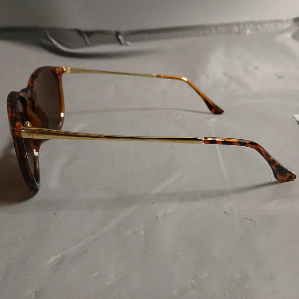 PAIR OF RAY BAN BROWN PATTERENED GLASSES IN CARRY CASE