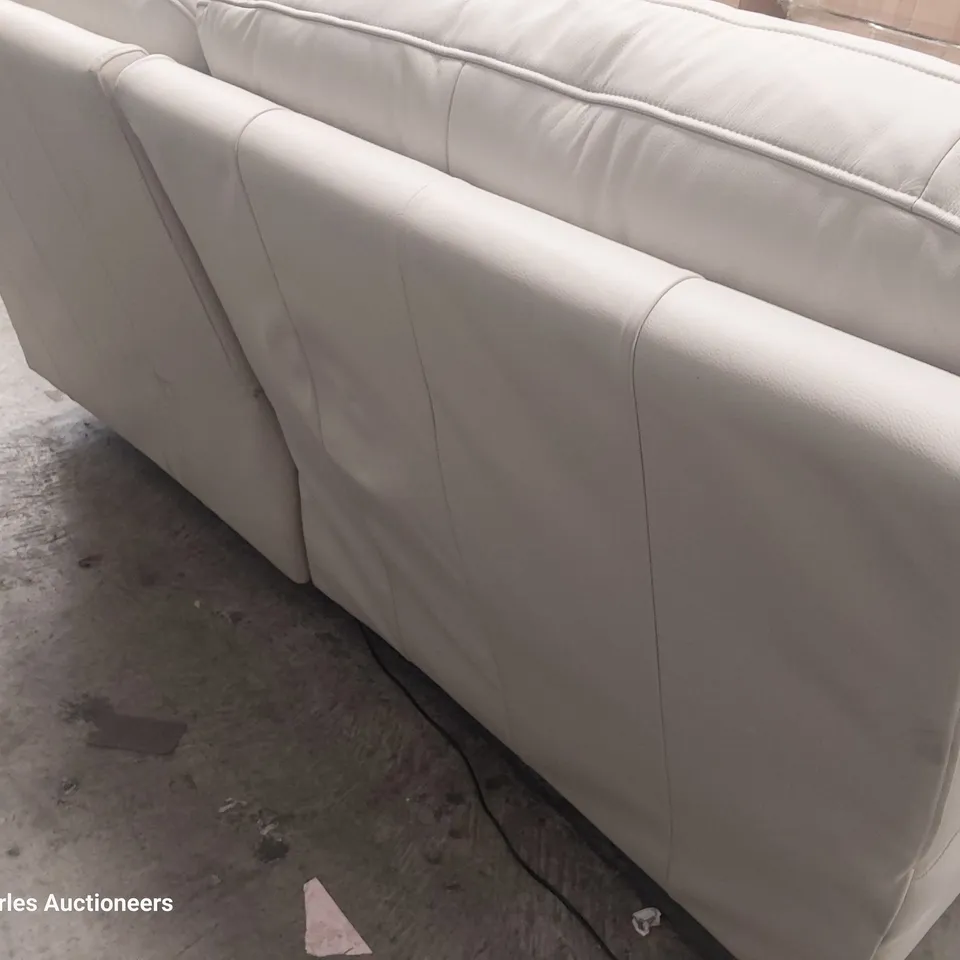 QUALITY BRITISH DESIGNER G PLAN SEATTLE POWER RECLINING THREE SEATER SOFA OXFORD CHALK LEATHER 