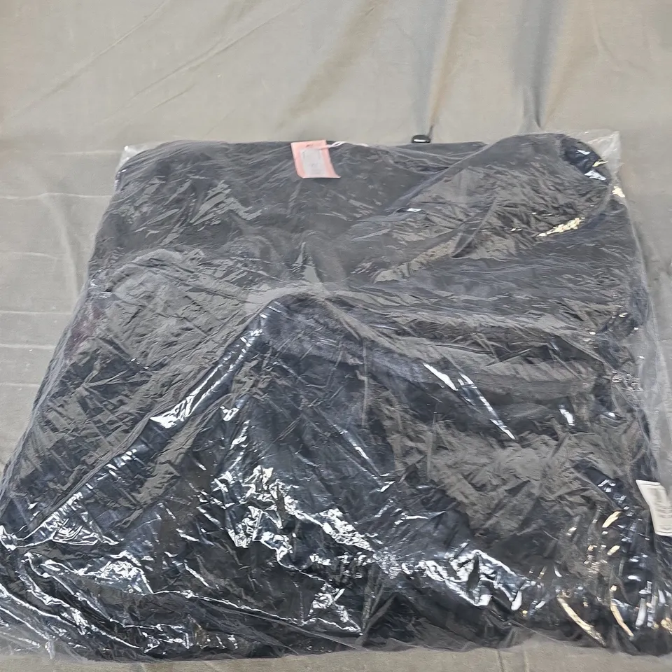 BOUX AVENUE STRIPE CUT PLUSH LONG ROBE – BLACK, UK SIZE L