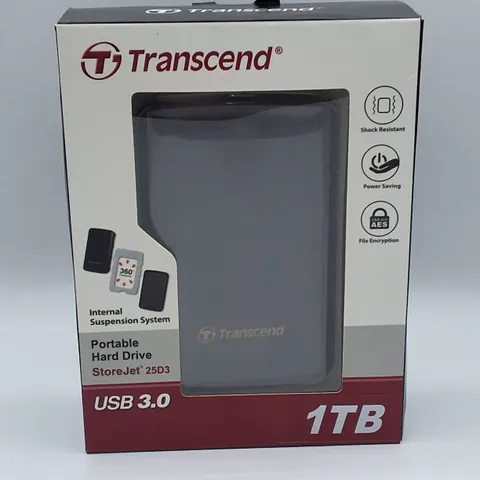 TRANSCEND USB 3.0 1TB PORTABLE HARD DRIVE
