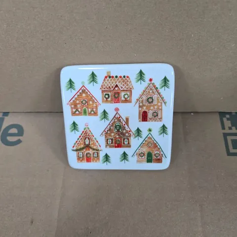 GISELA GRAHAM LONDON - DECORATIVE SQUARE CERAMIC CHRISTMAS COASTERS - BOX OF 12