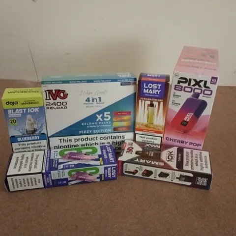 APPROXIMATELY 20 ASSORTED E-CIGARETTE PRODUCTS TO INCLUDE BRANDS SUCH AS PIXL, IVG, DOJO, ETC - COLLECTION ONLY
