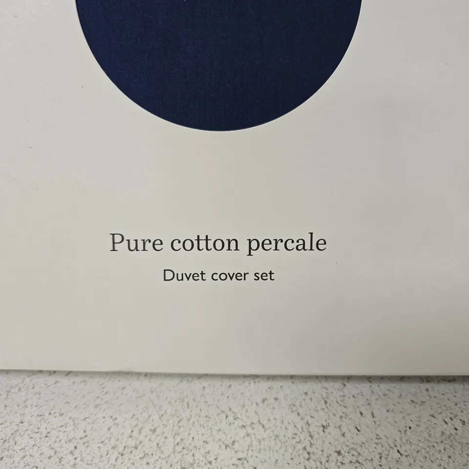 JOHN LEWIS PURE COTTON PERCALE DUVET COVER SET – DOUBLE, NAVY