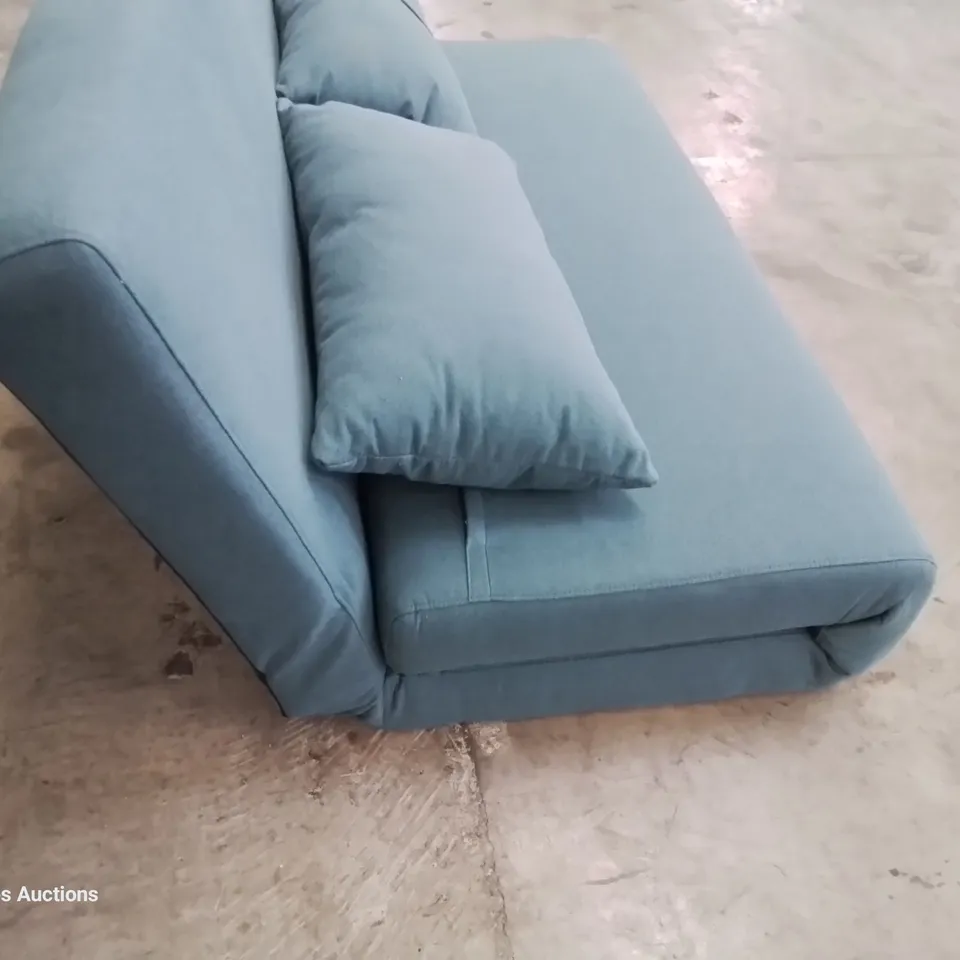 DESIGNER FOLD-OUT SOFA BED TURQUOISE FABRIC 