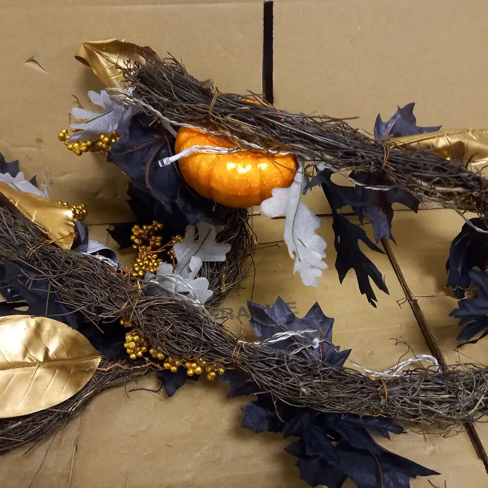 DESIGNER AUTUMN PRE-LIT BLACK LEAF GARLAND