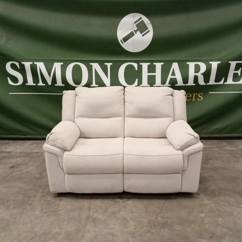 ALBION FABRIC 2 SEATER HIGH BACK MANUAL RECLINER SOFA - PEBBLE GREY RRP £579