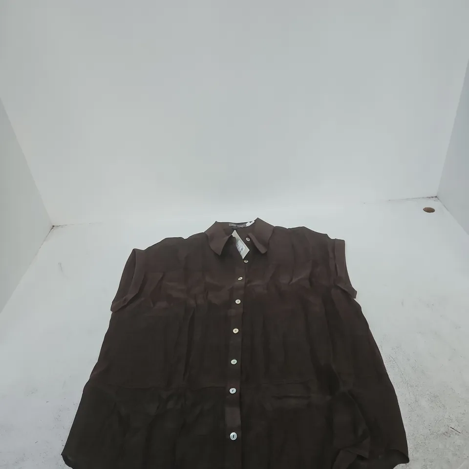 MINT VELVET WOMEN'S BROWN BUTTON-DOWN TOP – UK SIZE L