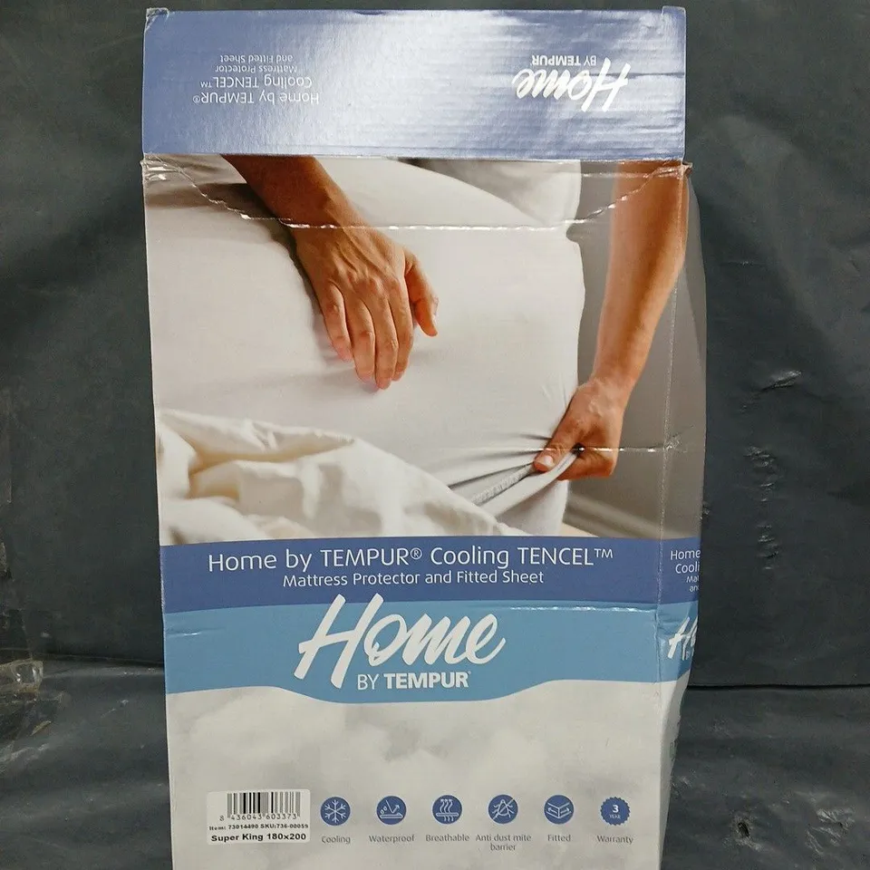 BOXED TEMPUR HOME COOLING TENCEL MATTRESS PROTECTOR - SUPER KING 