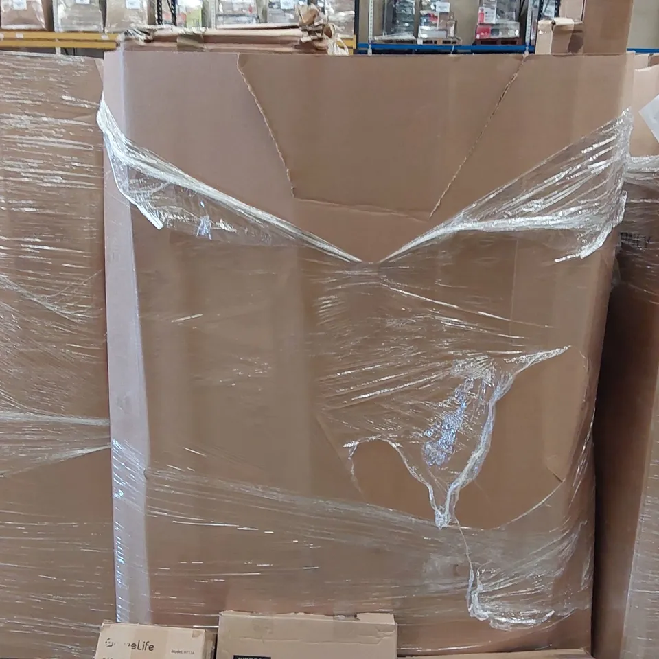 PALLET OF ASSORTED ITEMS INCLUDING: SMART HEATER, BAKEWARE ORGANISER, FRYING PAN, TOILET SEAT, FRYING PAN, RUG