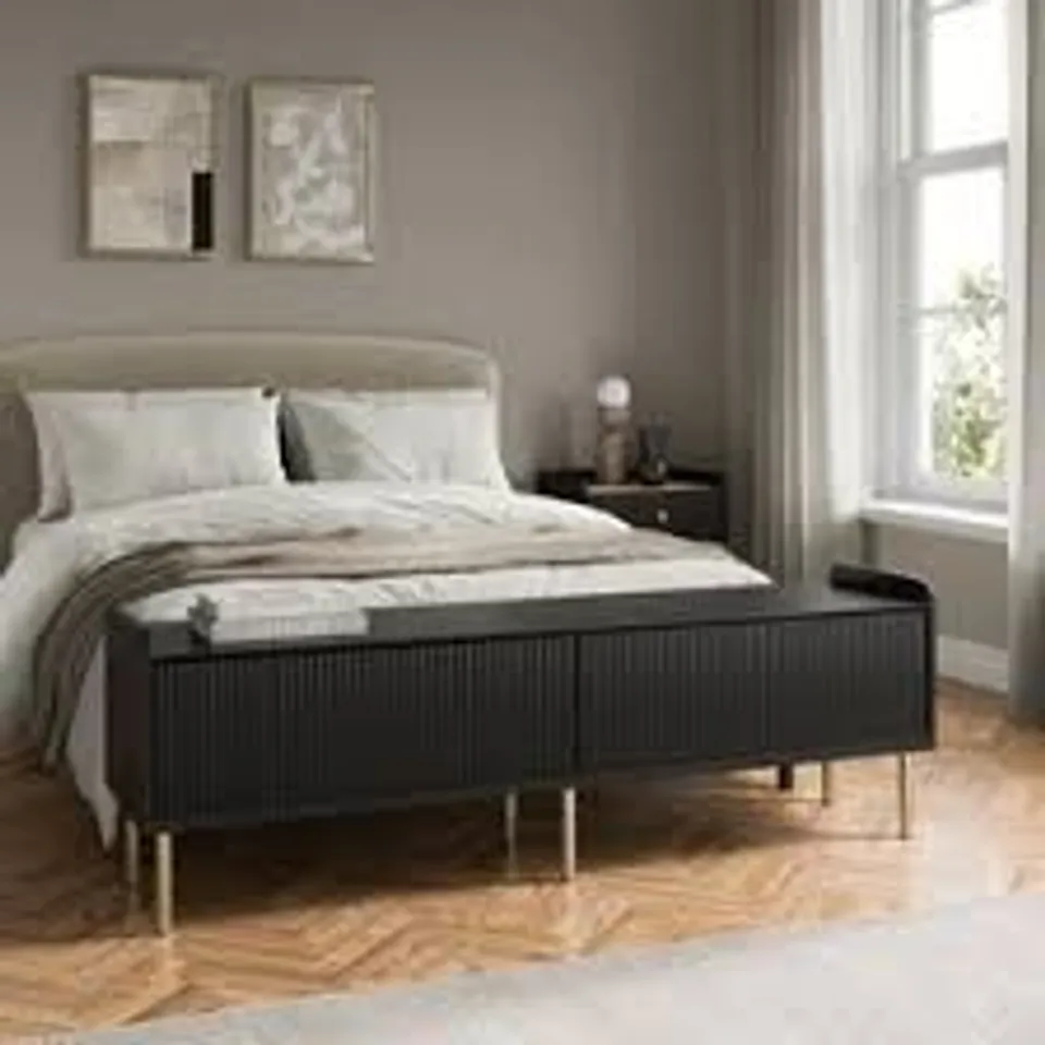 BOXED GEORGI SELF ASSEMBLY BLANKET BOX - BLACK