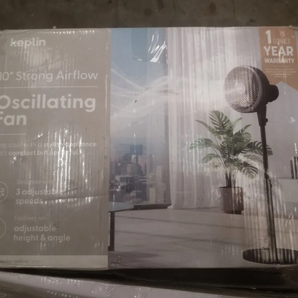 BOXED KEPLIN 10" STRONG AIRFLOW OSCILLATING FAN - BLACK