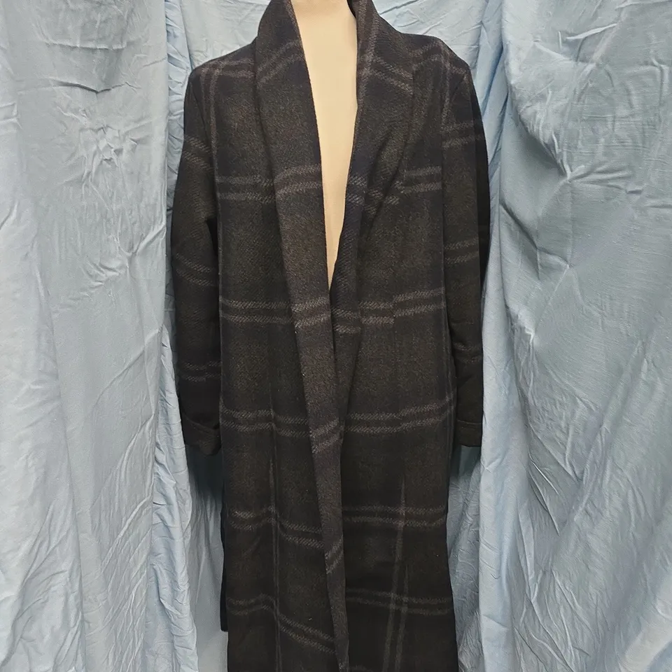 JAGER 100% WOOL CHECK OVERCOAT – DARK PLAID, MADE IN BRITAIN