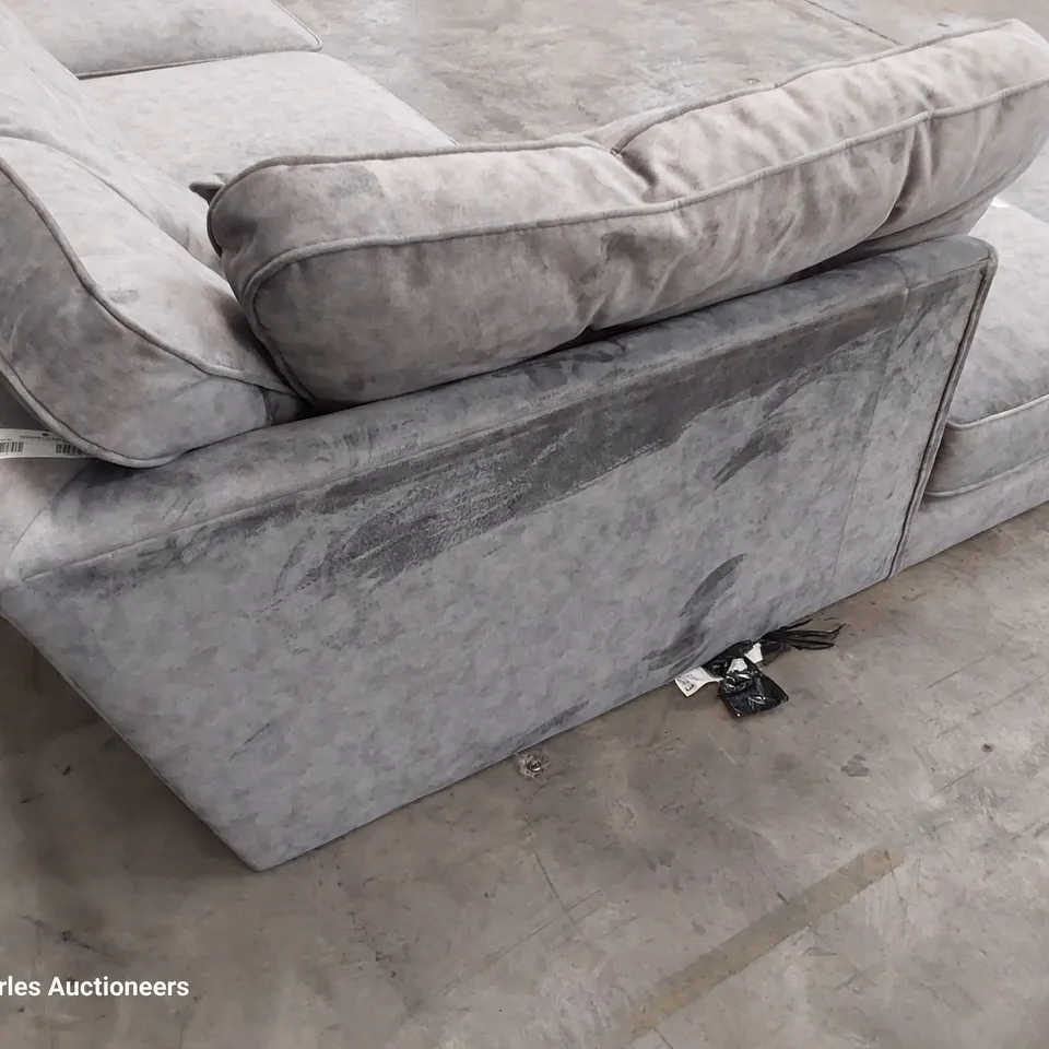 DESIGNER PAULO CHAISE SOFA PLUSH GREY FABRIC 