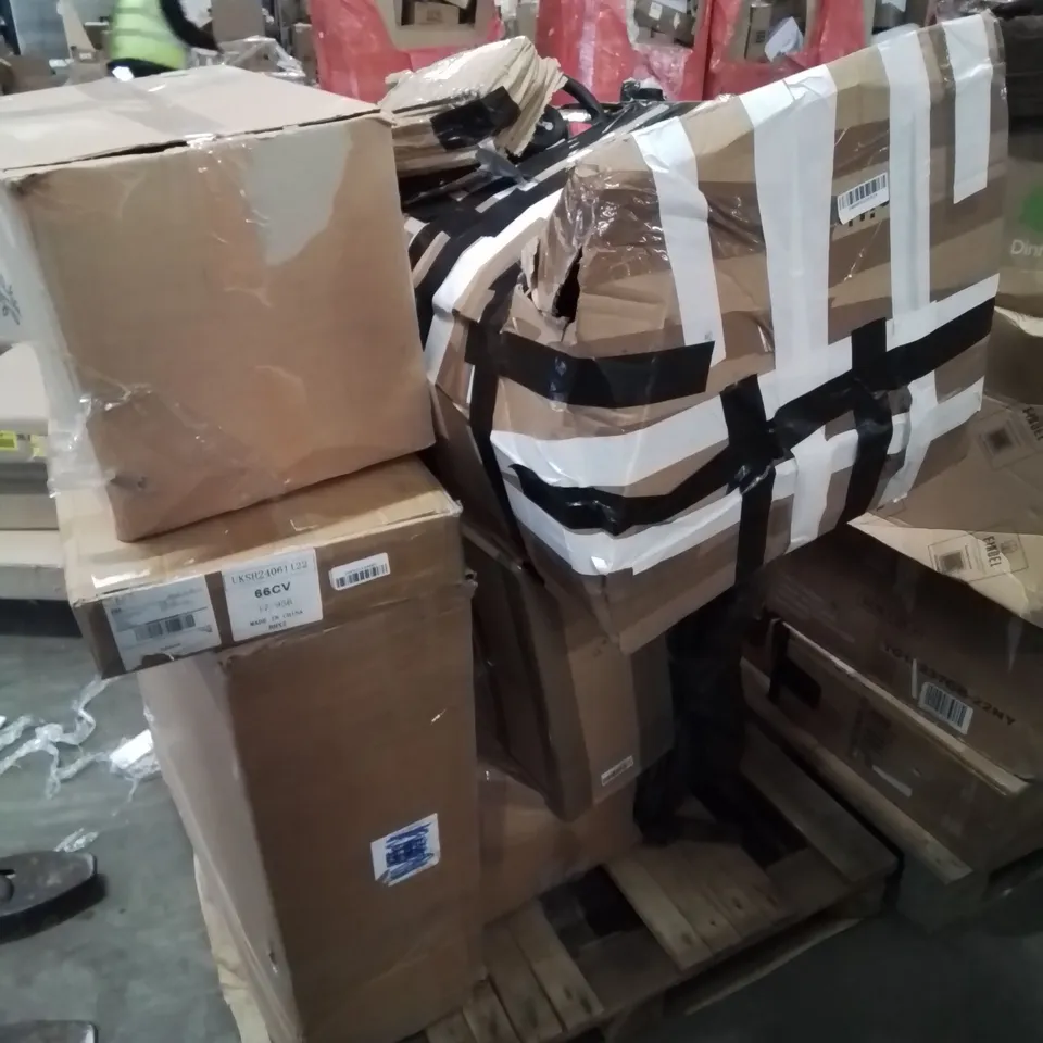 PALLET CONTAINING VARIOUS ASSORTED INCOMPLETE FURNITURE PARTS AND OTHER HOUSEHOLD ITEMS 