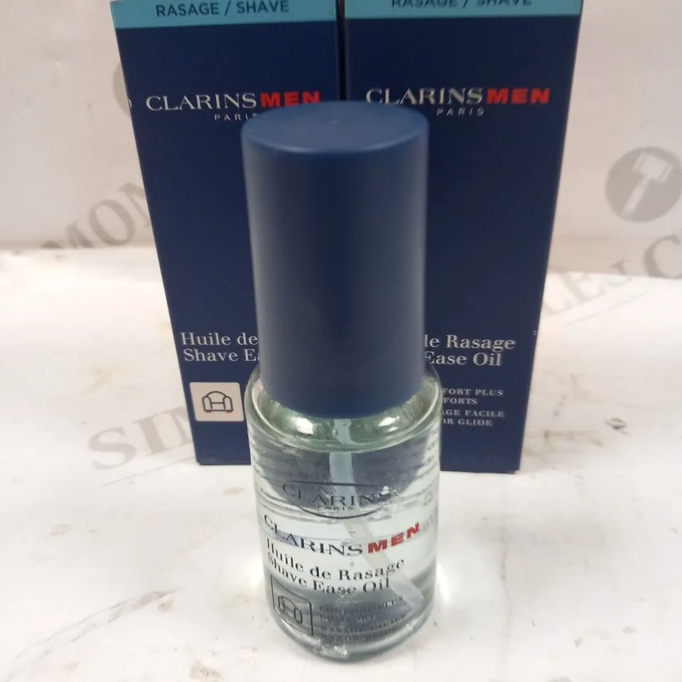 3 BOXED CLARINS PARIS MEN SHAVE EASE OIL 30ML