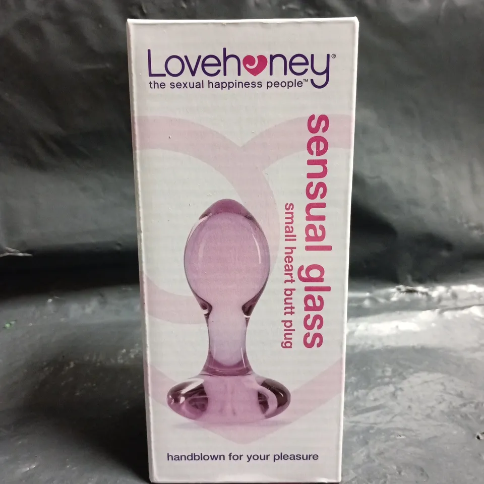 BOXED LOVEHONEY SENSUAL GLASS SMALL HEART BUTT PLUG