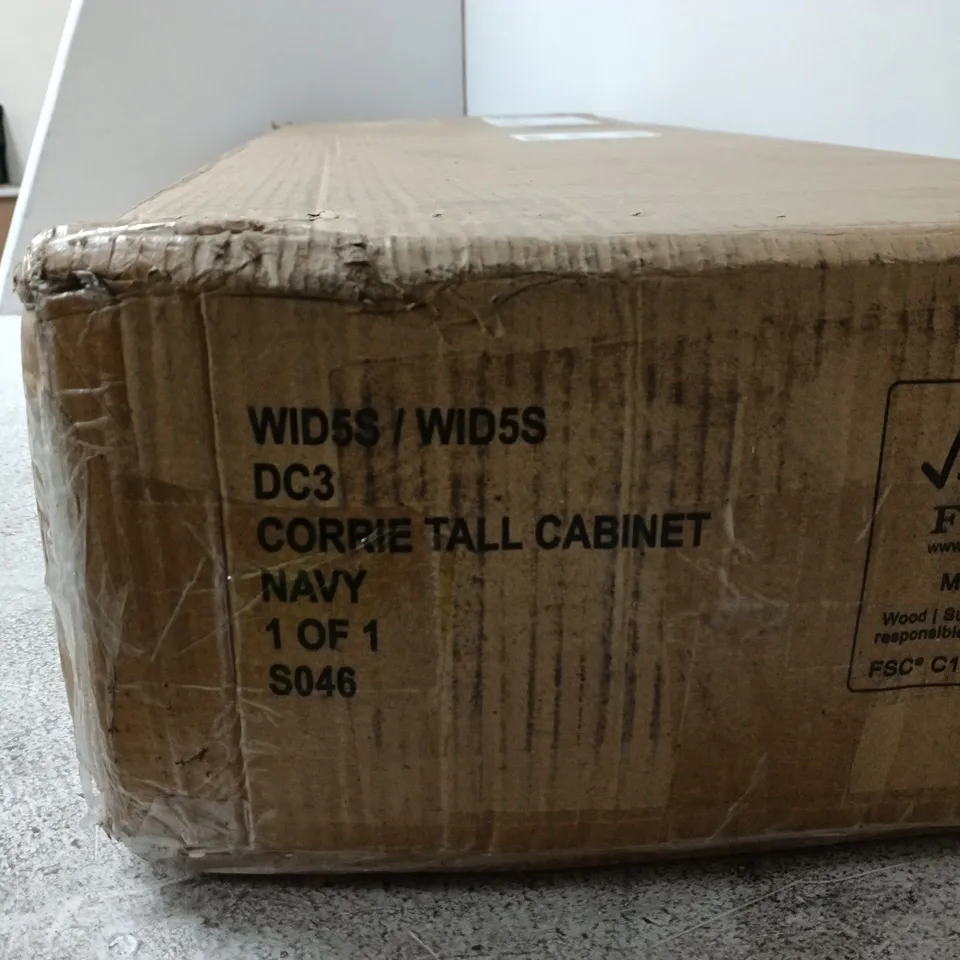 CORRIE TALL CABINET – NAVY, BOXED (WID5S) – 1 OF 1