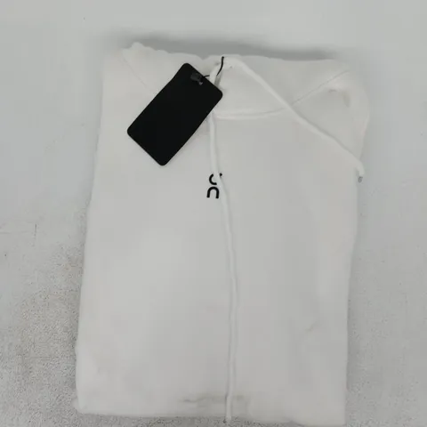 ON LONG SLEEVE PULL-OVER HOODIE IN WHITE SIZE MEDIUM
