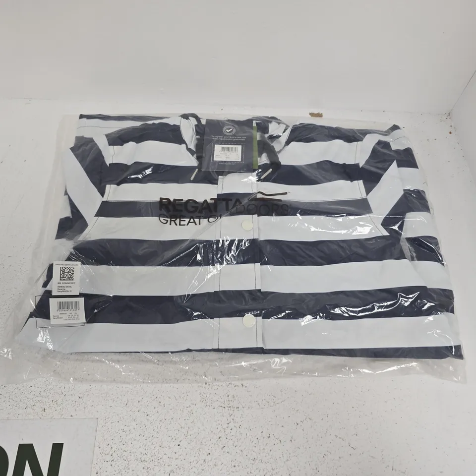 BAGGED REGATTA BAYARMA JACKET IN NAVY/WHITE STRIPES - UK 10